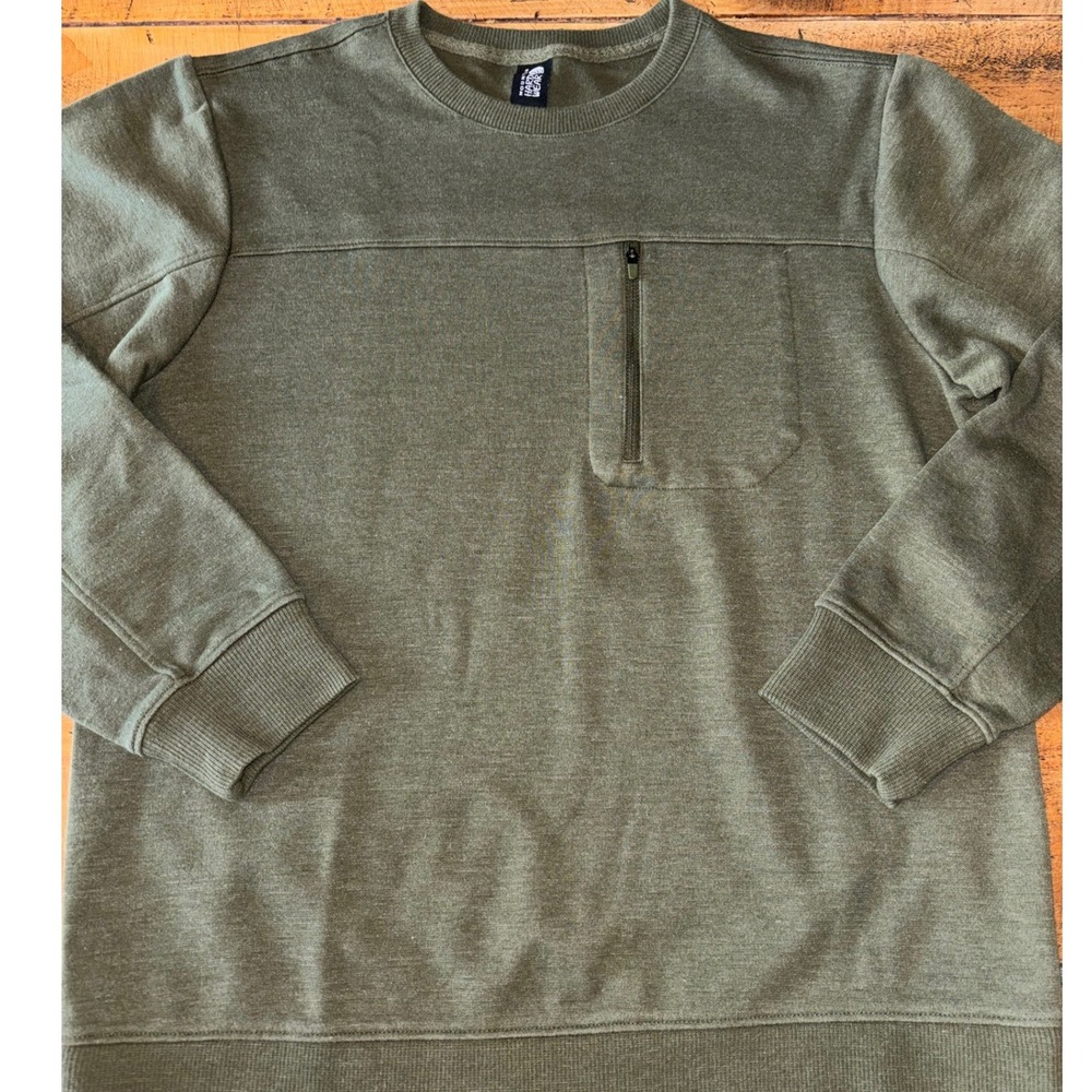 Mountain‎ Hardwear Mens Olive Green Crewneck Pullover Sweatshirt Zip Pocket M